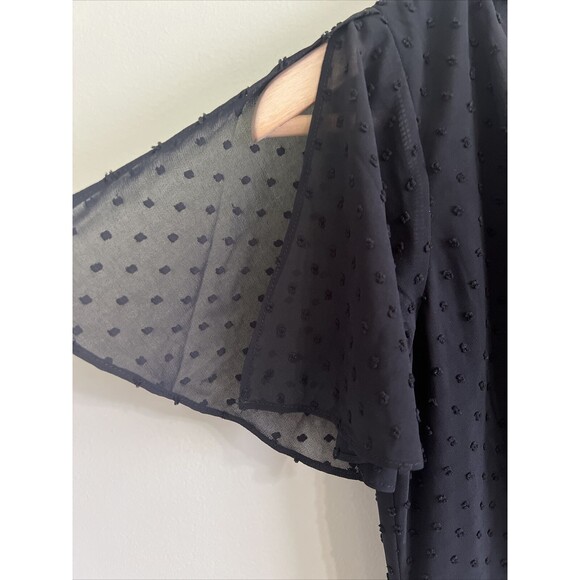 Lulus Black Swiss Dot Ruffled Midi Dress Size Xs NWT - Picture 10 of 11